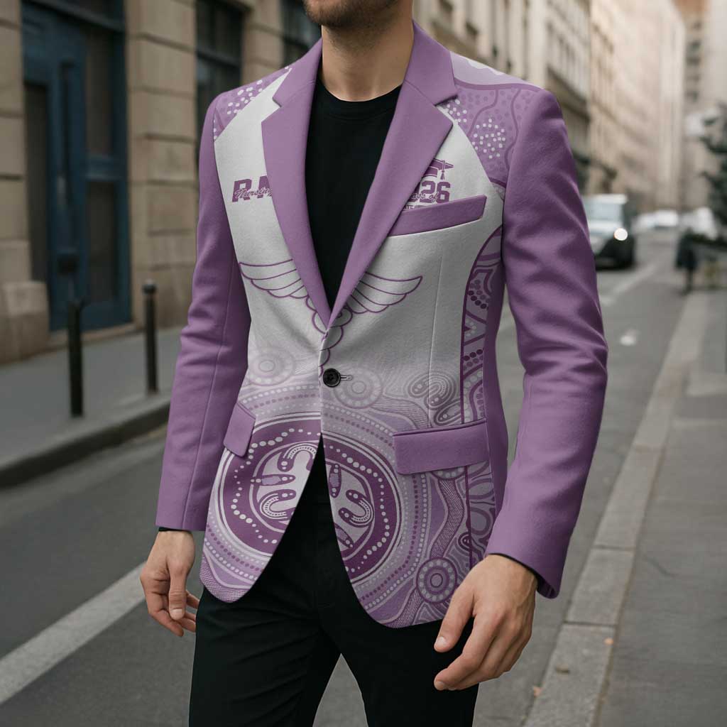 Aussie Nurse RN 2026 Personalised Blazer Purple Aboriginal Art Pattern Cultural Pride