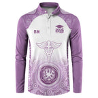 Aussie Nurse RN 2026 Personalised Button Sweatshirt Purple Aboriginal Art Pattern Cultural Pride