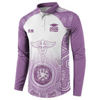 Aussie Nurse RN 2026 Personalised Button Sweatshirt Purple Aboriginal Art Pattern Cultural Pride