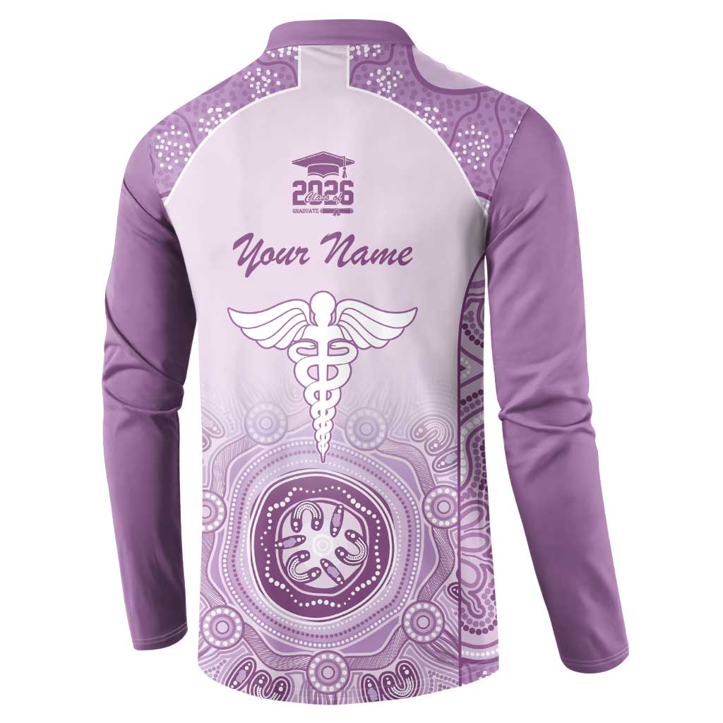 Aussie Nurse RN 2026 Personalised Button Sweatshirt Purple Aboriginal Art Pattern Cultural Pride