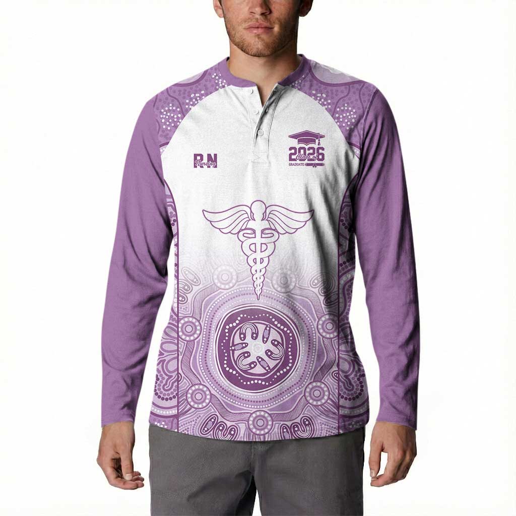 Aussie Nurse RN 2026 Personalised Button Sweatshirt Purple Aboriginal Art Pattern Cultural Pride