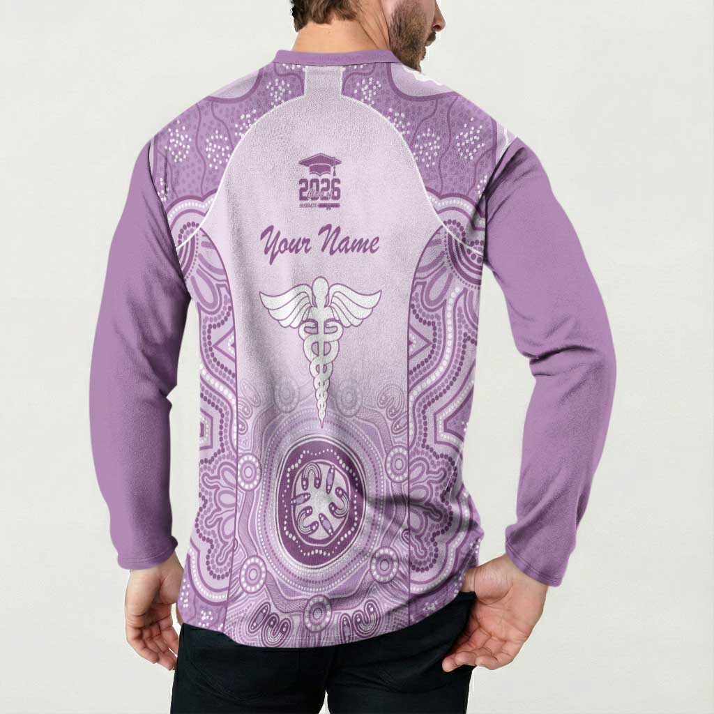 Aussie Nurse RN 2026 Personalised Button Sweatshirt Purple Aboriginal Art Pattern Cultural Pride