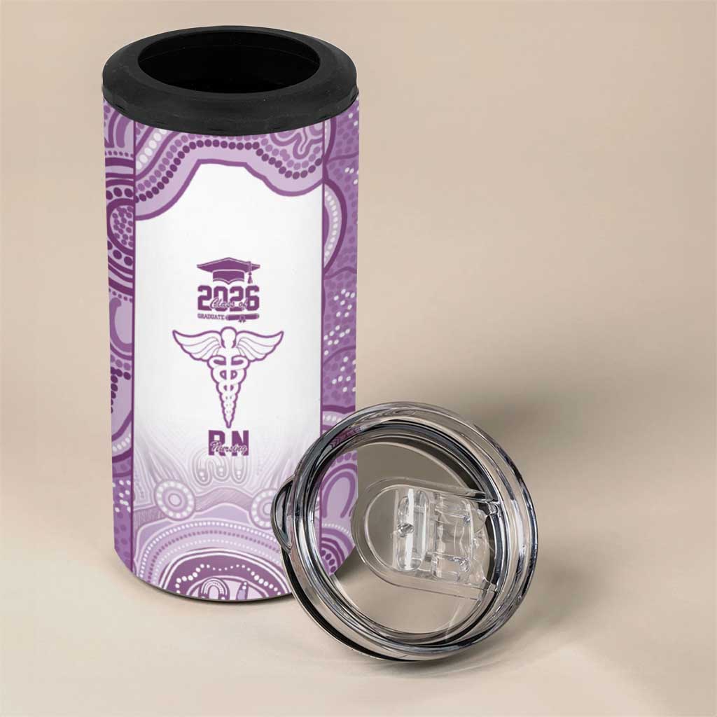 Aussie Nurse RN 2026 Personalised 4 in 1 Can Cooler Tumbler Purple Aboriginal Art Pattern Cultural Pride