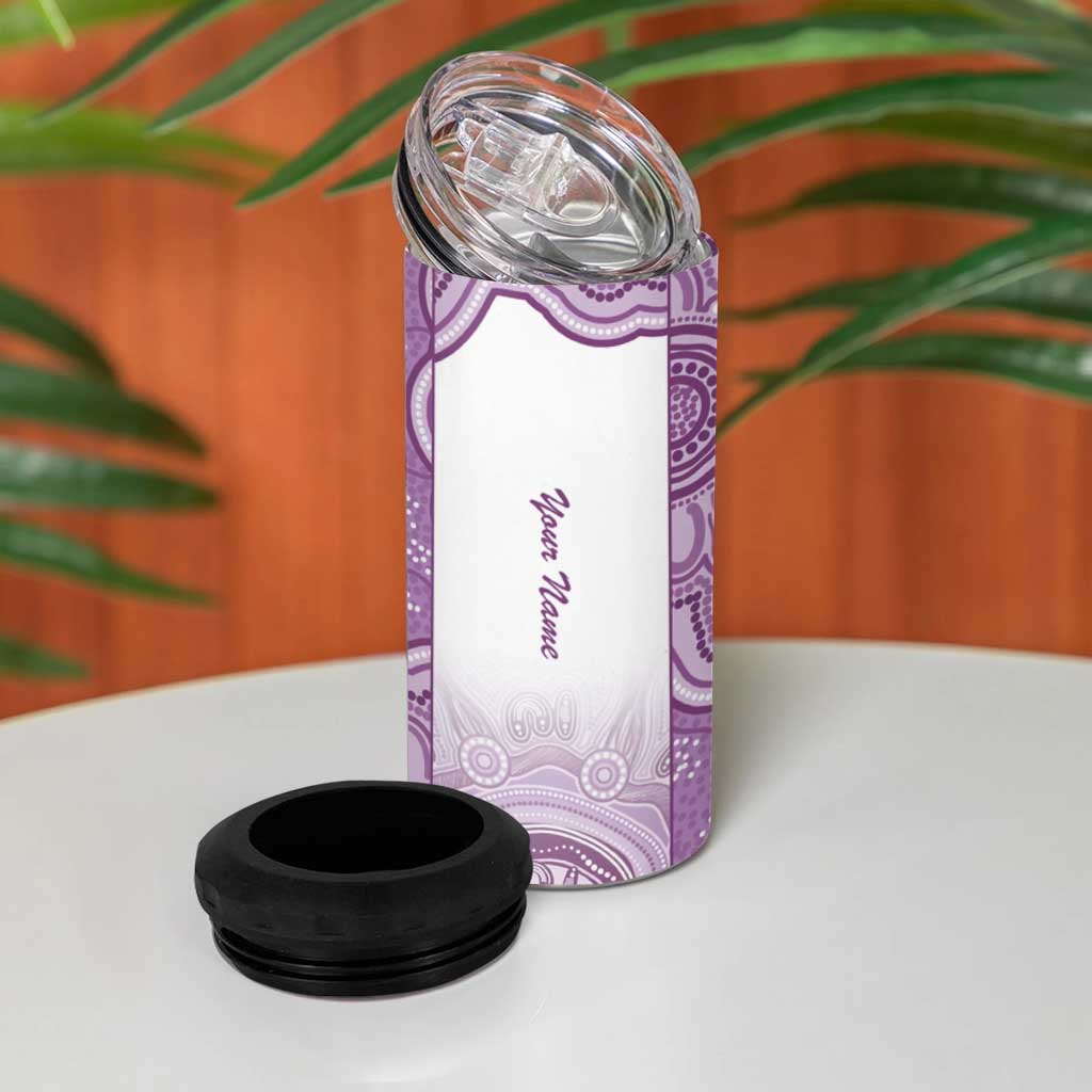 Aussie Nurse RN 2026 Personalised 4 in 1 Can Cooler Tumbler Purple Aboriginal Art Pattern Cultural Pride