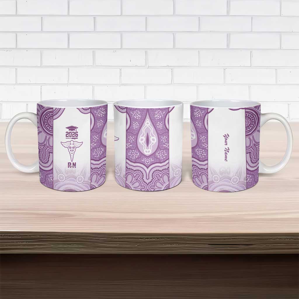 Aussie Nurse RN 2026 Personalised Ceramic Mug Purple Aboriginal Art Pattern Cultural Pride