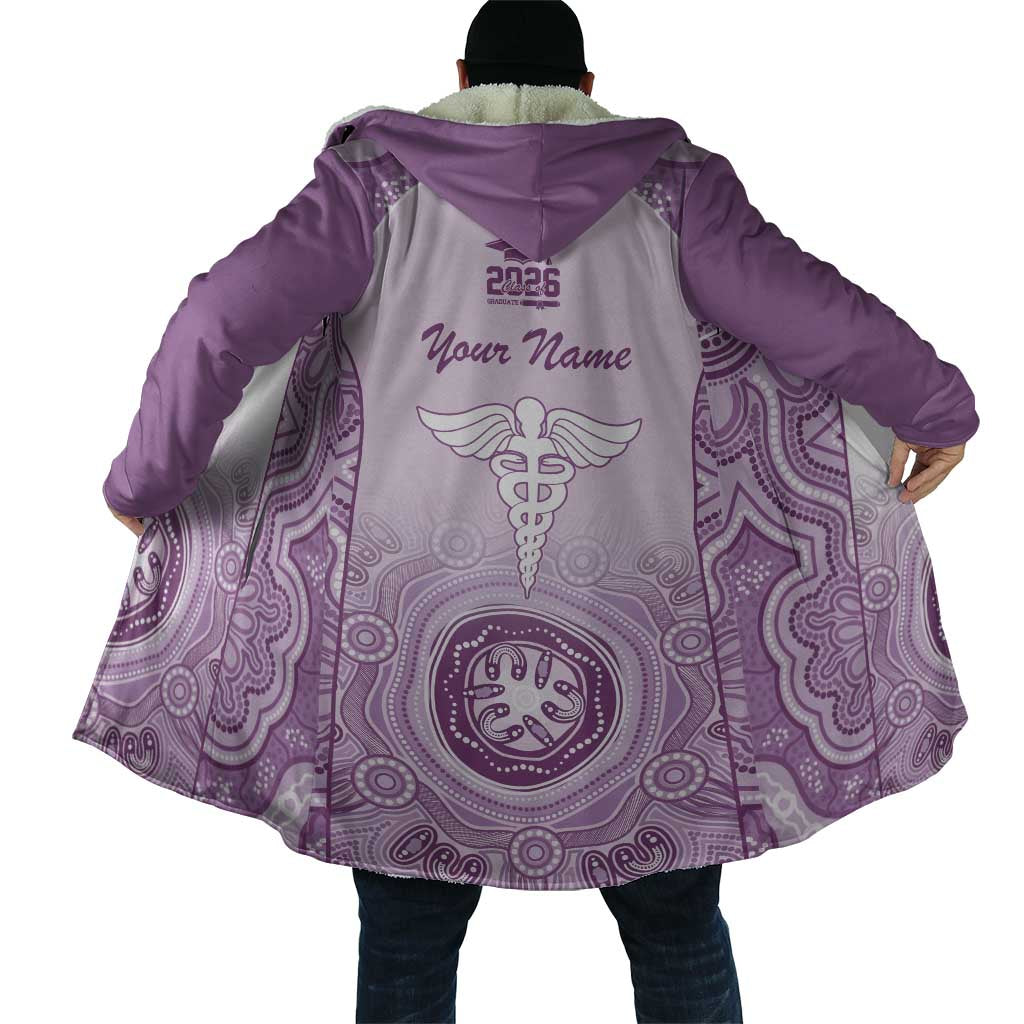 Aussie Nurse RN 2026 Personalised Cloak Purple Aboriginal Art Pattern Cultural Pride