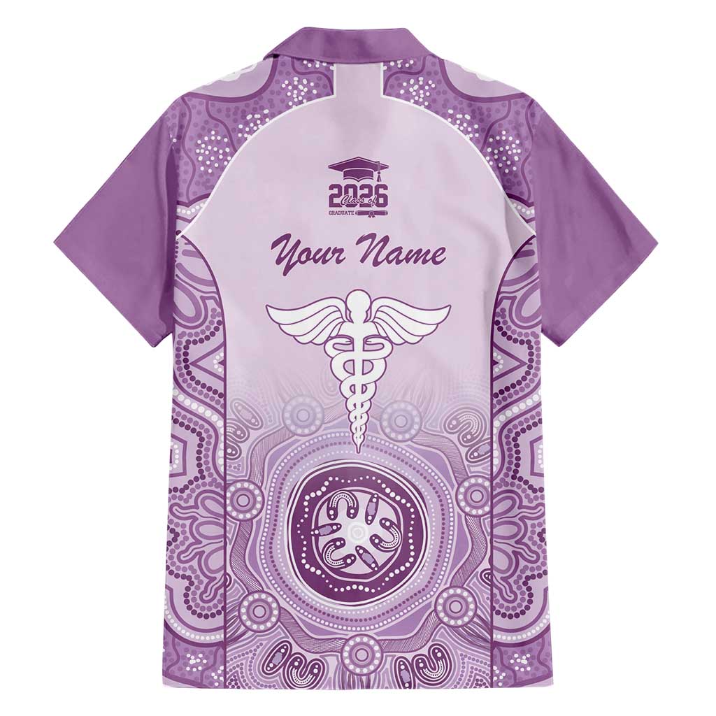 Aussie Nurse RN 2026 Personalised Hawaiian Shirt Purple Aboriginal Art Pattern Cultural Pride