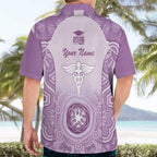 Aussie Nurse RN 2026 Personalised Hawaiian Shirt Purple Aboriginal Art Pattern Cultural Pride