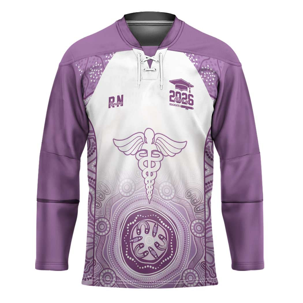 Aussie Nurse RN 2026 Personalised Hockey Jersey Purple Aboriginal Art Pattern Cultural Pride