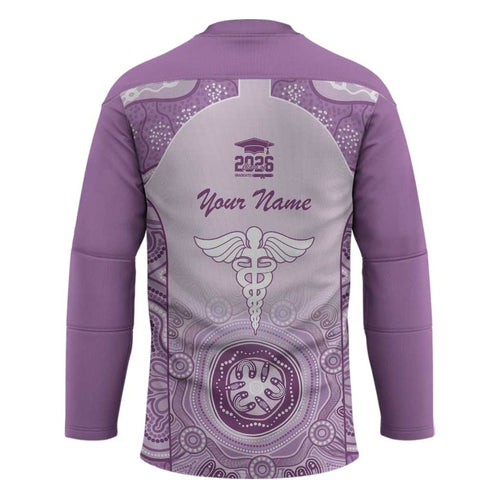 Aussie Nurse RN 2026 Personalised Hockey Jersey Purple Aboriginal Art Pattern Cultural Pride