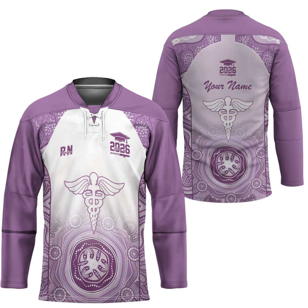 Aussie Nurse RN 2026 Personalised Hockey Jersey Purple Aboriginal Art Pattern Cultural Pride