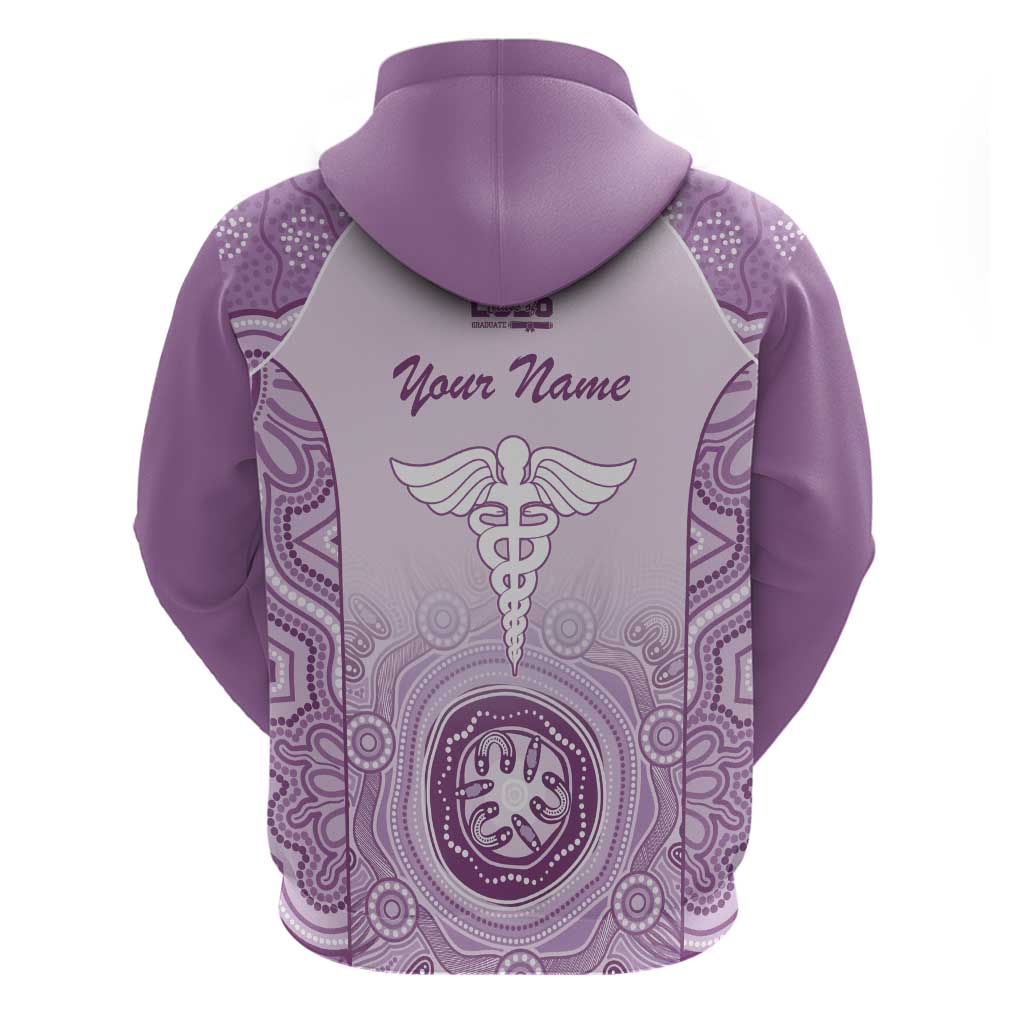 Aussie Nurse RN 2026 Personalised Hoodie Purple Aboriginal Art Pattern Cultural Pride