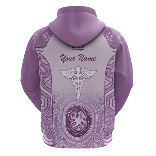 Aussie Nurse RN 2026 Personalised Hoodie Purple Aboriginal Art Pattern Cultural Pride