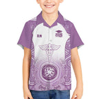 Aussie Nurse RN 2026 Personalised Kid Hawaiian Shirt Purple Aboriginal Art Pattern Cultural Pride