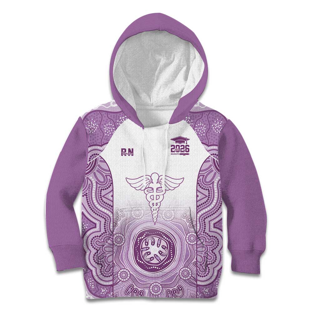 Aussie Nurse RN 2026 Personalised Kid Hoodie Purple Aboriginal Art Pattern Cultural Pride