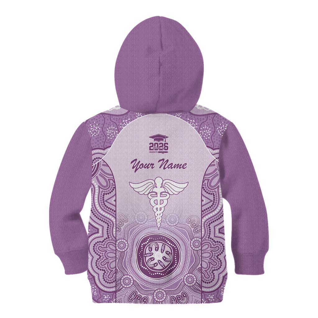 Aussie Nurse RN 2026 Personalised Kid Hoodie Purple Aboriginal Art Pattern Cultural Pride