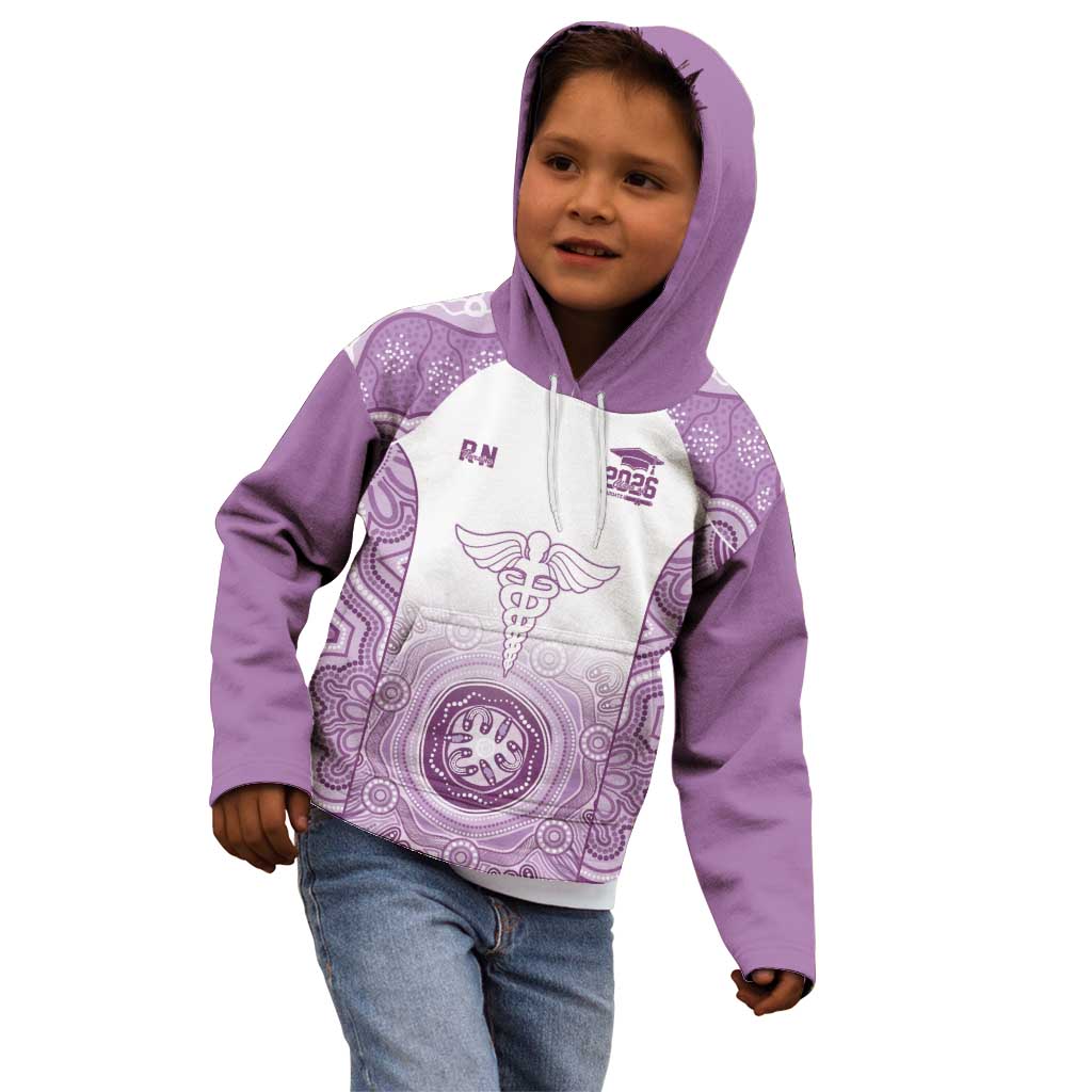 Aussie Nurse RN 2026 Personalised Kid Hoodie Purple Aboriginal Art Pattern Cultural Pride