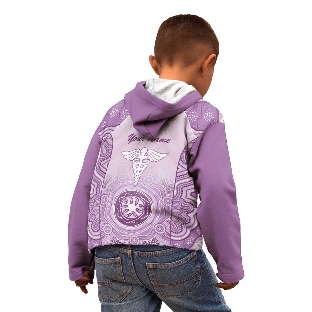 Aussie Nurse RN 2026 Personalised Kid Hoodie Purple Aboriginal Art Pattern Cultural Pride