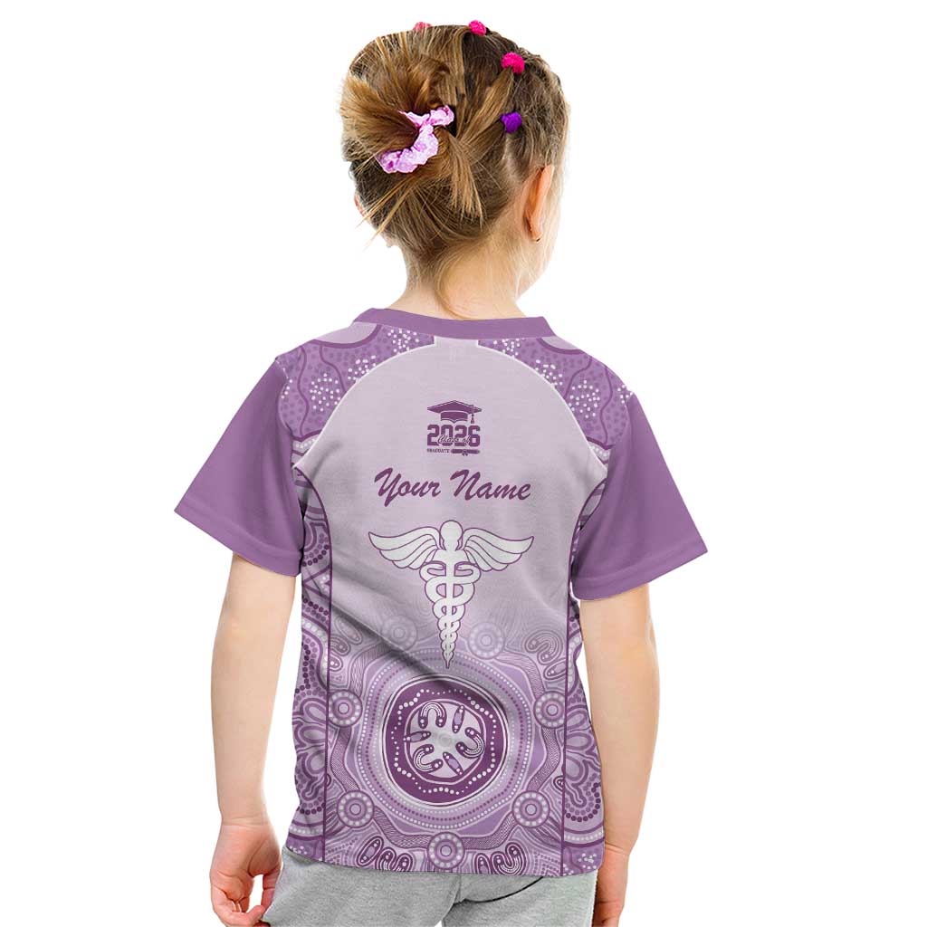 Aussie Nurse RN 2026 Personalised Kid T Shirt Purple Aboriginal Art Pattern Cultural Pride
