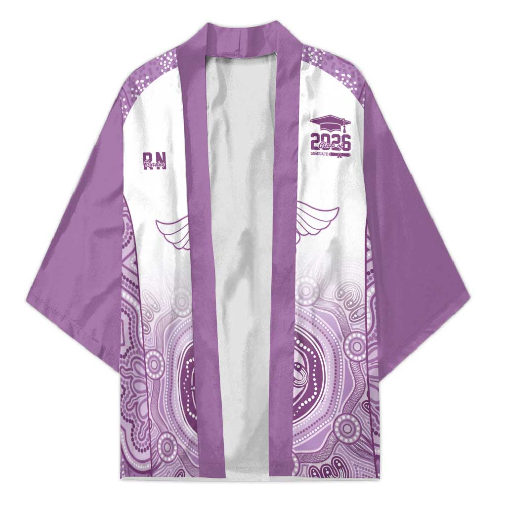 Aussie Nurse RN 2026 Personalised Kimono Purple Aboriginal Art Pattern Cultural Pride