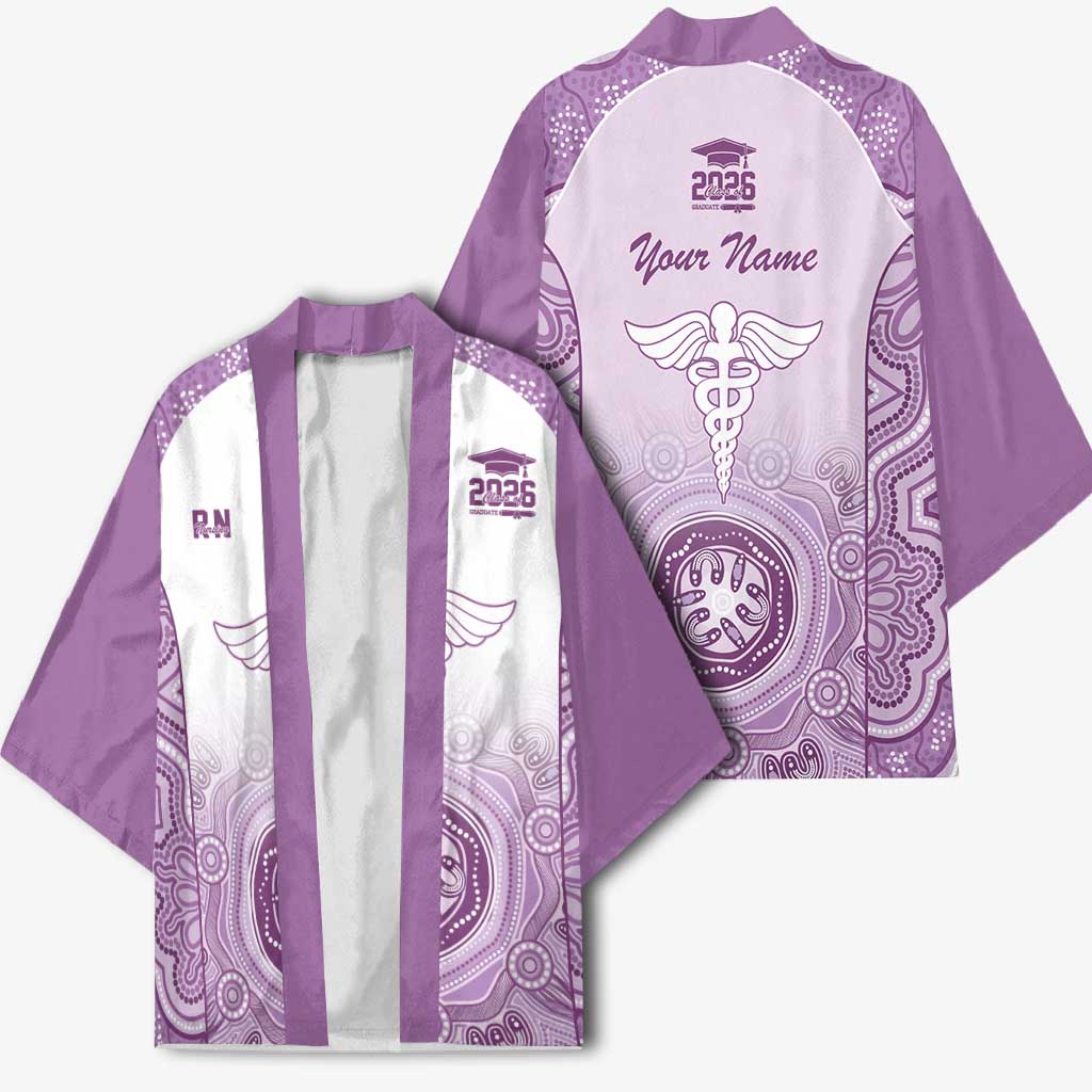 Aussie Nurse RN 2026 Personalised Kimono Purple Aboriginal Art Pattern Cultural Pride