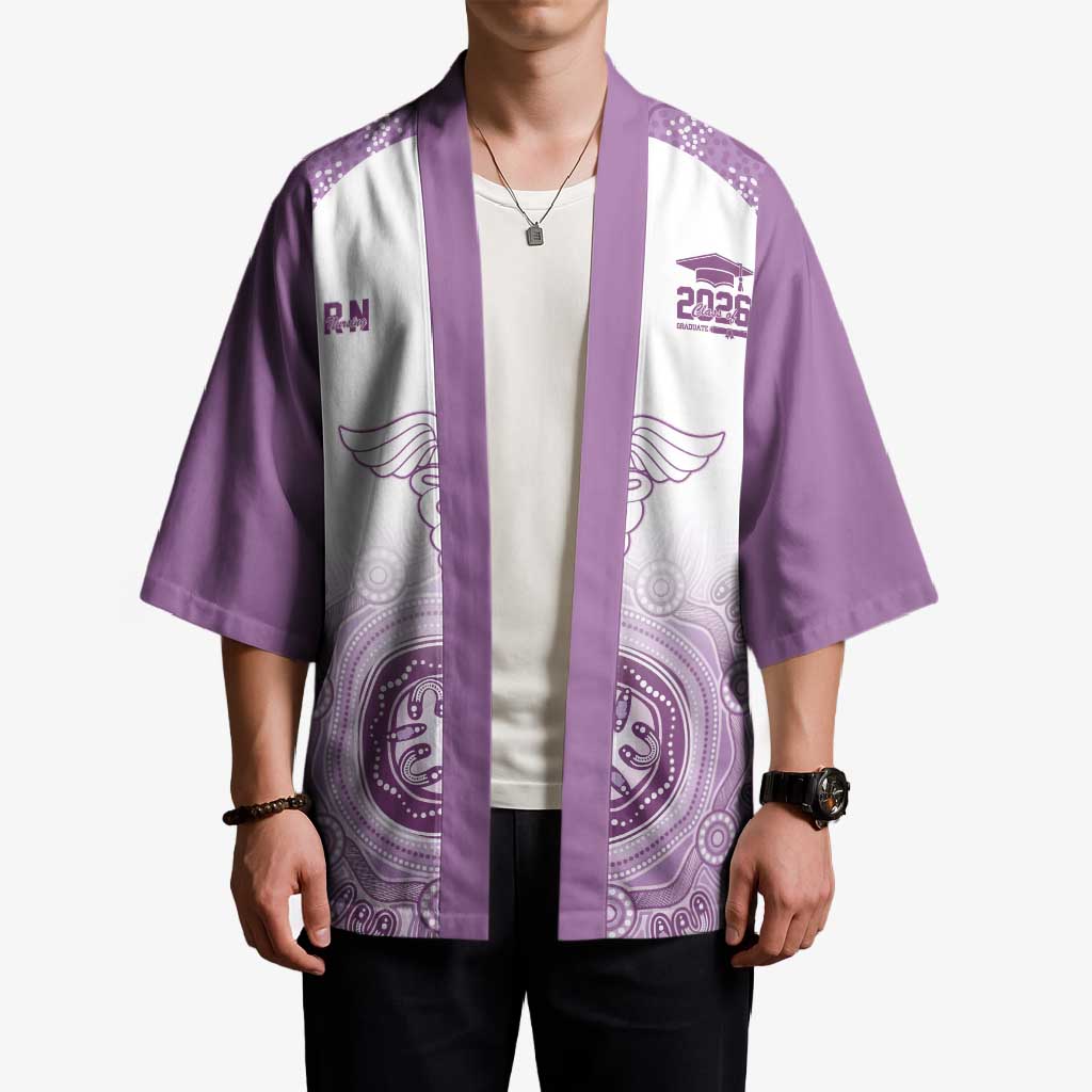 Aussie Nurse RN 2026 Personalised Kimono Purple Aboriginal Art Pattern Cultural Pride