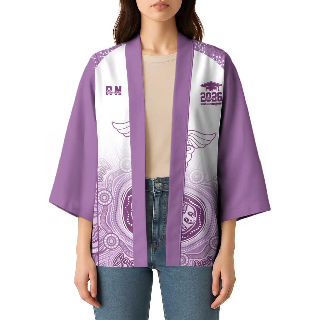 Aussie Nurse RN 2026 Personalised Kimono Purple Aboriginal Art Pattern Cultural Pride