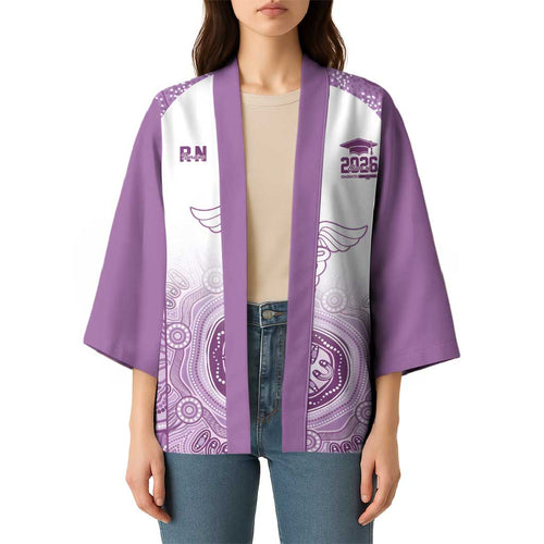 Aussie Nurse RN 2026 Personalised Kimono Purple Aboriginal Art Pattern Cultural Pride