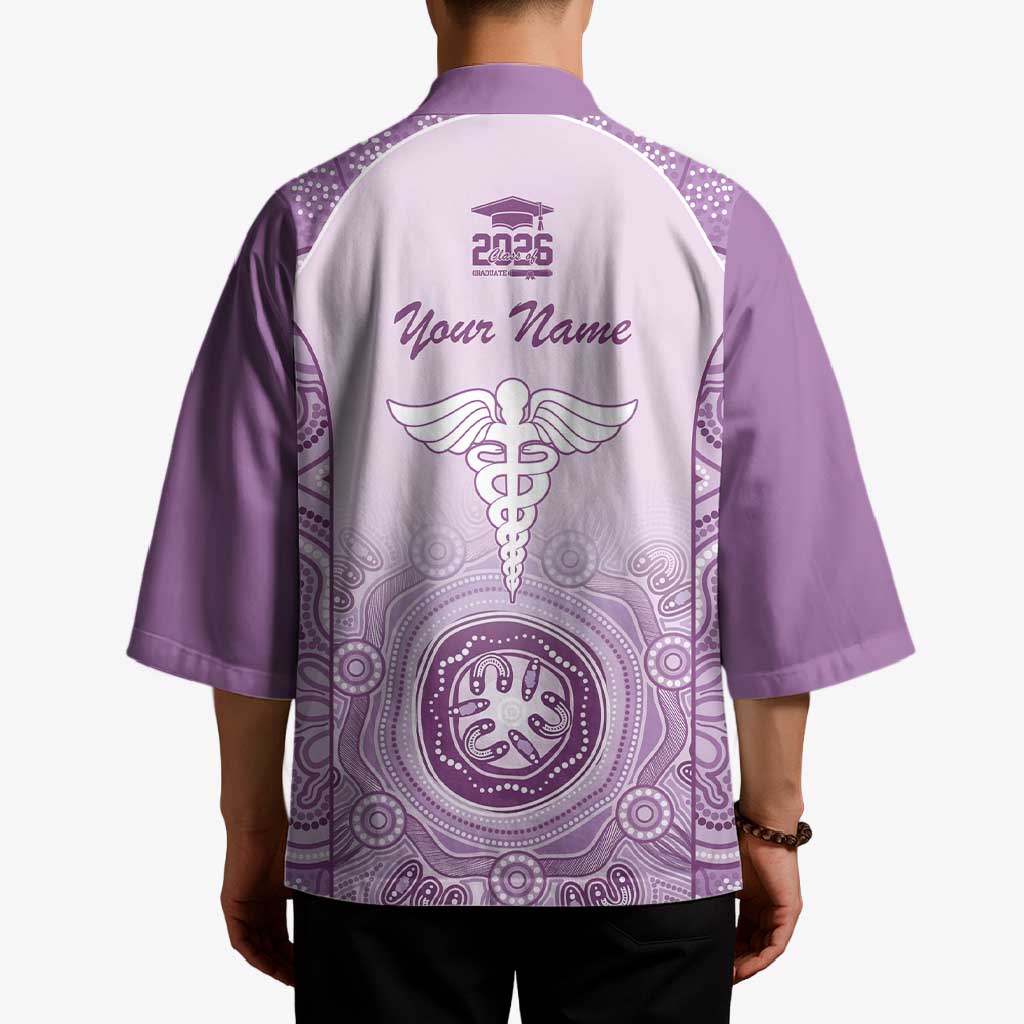 Aussie Nurse RN 2026 Personalised Kimono Purple Aboriginal Art Pattern Cultural Pride