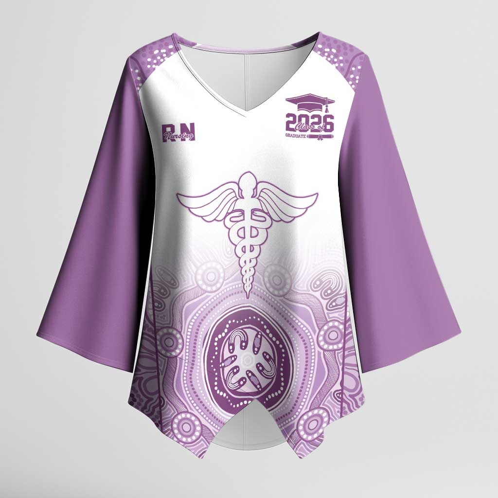 Aussie Nurse RN 2026 Personalised Kimono Sleeve Blouse Purple Aboriginal Art Pattern Cultural Pride