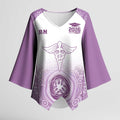 Aussie Nurse RN 2026 Personalised Kimono Sleeve Blouse Purple Aboriginal Art Pattern Cultural Pride