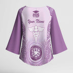 Aussie Nurse RN 2026 Personalised Kimono Sleeve Blouse Purple Aboriginal Art Pattern Cultural Pride