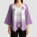 Aussie Nurse RN 2026 Personalised Kimono Sleeve Blouse Purple Aboriginal Art Pattern Cultural Pride