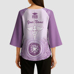 Aussie Nurse RN 2026 Personalised Kimono Sleeve Blouse Purple Aboriginal Art Pattern Cultural Pride
