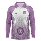 Aussie Nurse RN 2026 Personalised Long Sleeve Polo Shirt Purple Aboriginal Art Pattern Cultural Pride