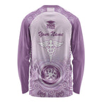 Aussie Nurse RN 2026 Personalised Long Sleeve Shirt Purple Aboriginal Art Pattern Cultural Pride