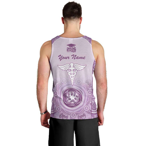 Aussie Nurse RN 2026 Personalised Men Tank Top Purple Aboriginal Art Pattern Cultural Pride