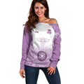 Aussie Nurse RN 2026 Personalised Off Shoulder Sweater Purple Aboriginal Art Pattern Cultural Pride