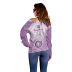 Aussie Nurse RN 2026 Personalised Off Shoulder Sweater Purple Aboriginal Art Pattern Cultural Pride