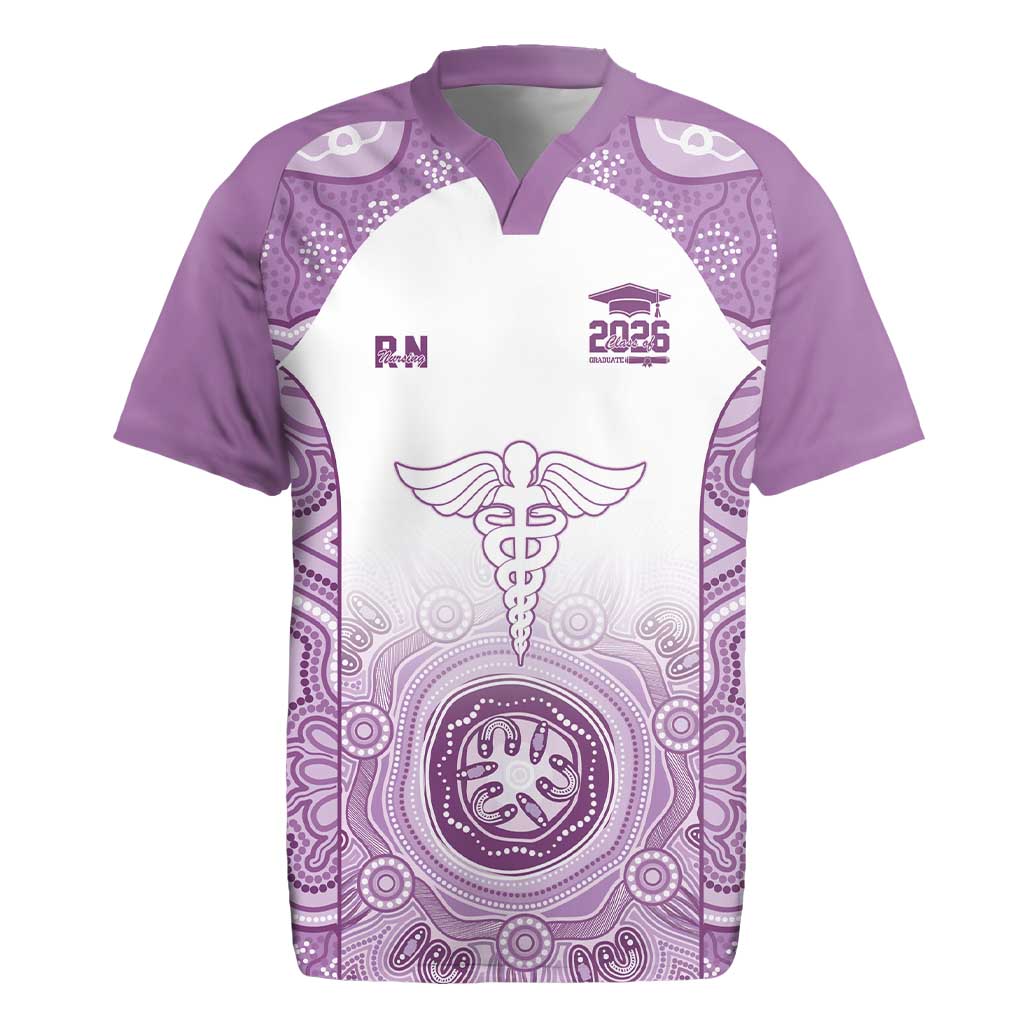 Aussie Nurse RN 2026 Personalised Rugby Jersey Purple Aboriginal Art Pattern Cultural Pride
