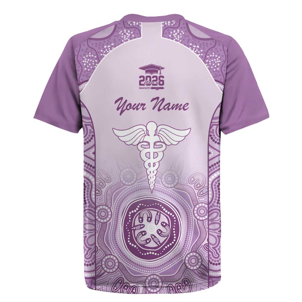 Aussie Nurse RN 2026 Personalised Rugby Jersey Purple Aboriginal Art Pattern Cultural Pride