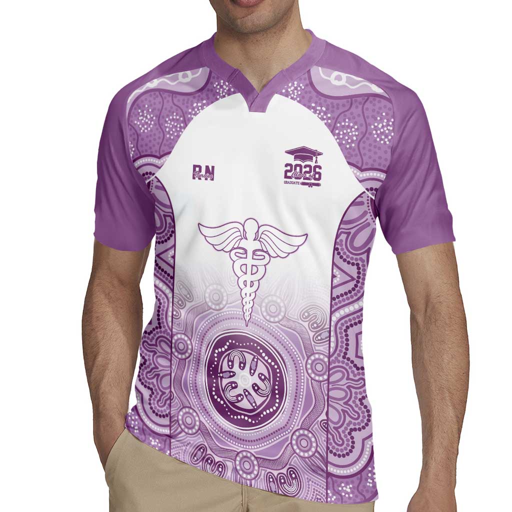 Aussie Nurse RN 2026 Personalised Rugby Jersey Purple Aboriginal Art Pattern Cultural Pride