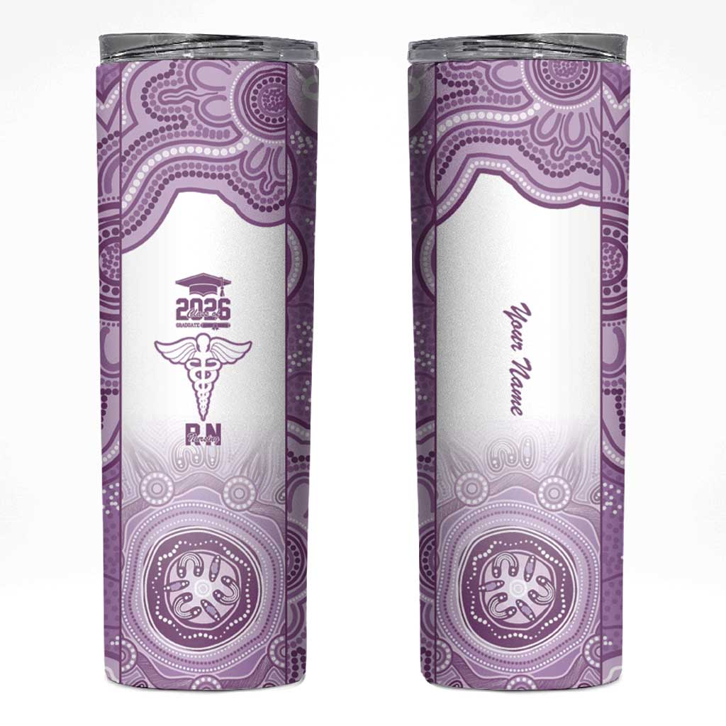 Aussie Nurse RN 2026 Personalised Skinny Tumbler Purple Aboriginal Art Pattern Cultural Pride