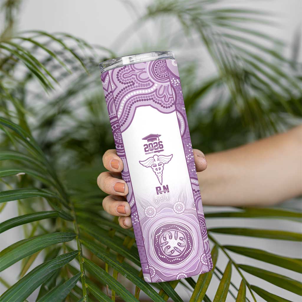 Aussie Nurse RN 2026 Personalised Skinny Tumbler Purple Aboriginal Art Pattern Cultural Pride