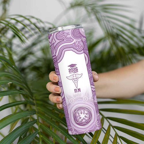 Aussie Nurse RN 2026 Personalised Skinny Tumbler Purple Aboriginal Art Pattern Cultural Pride
