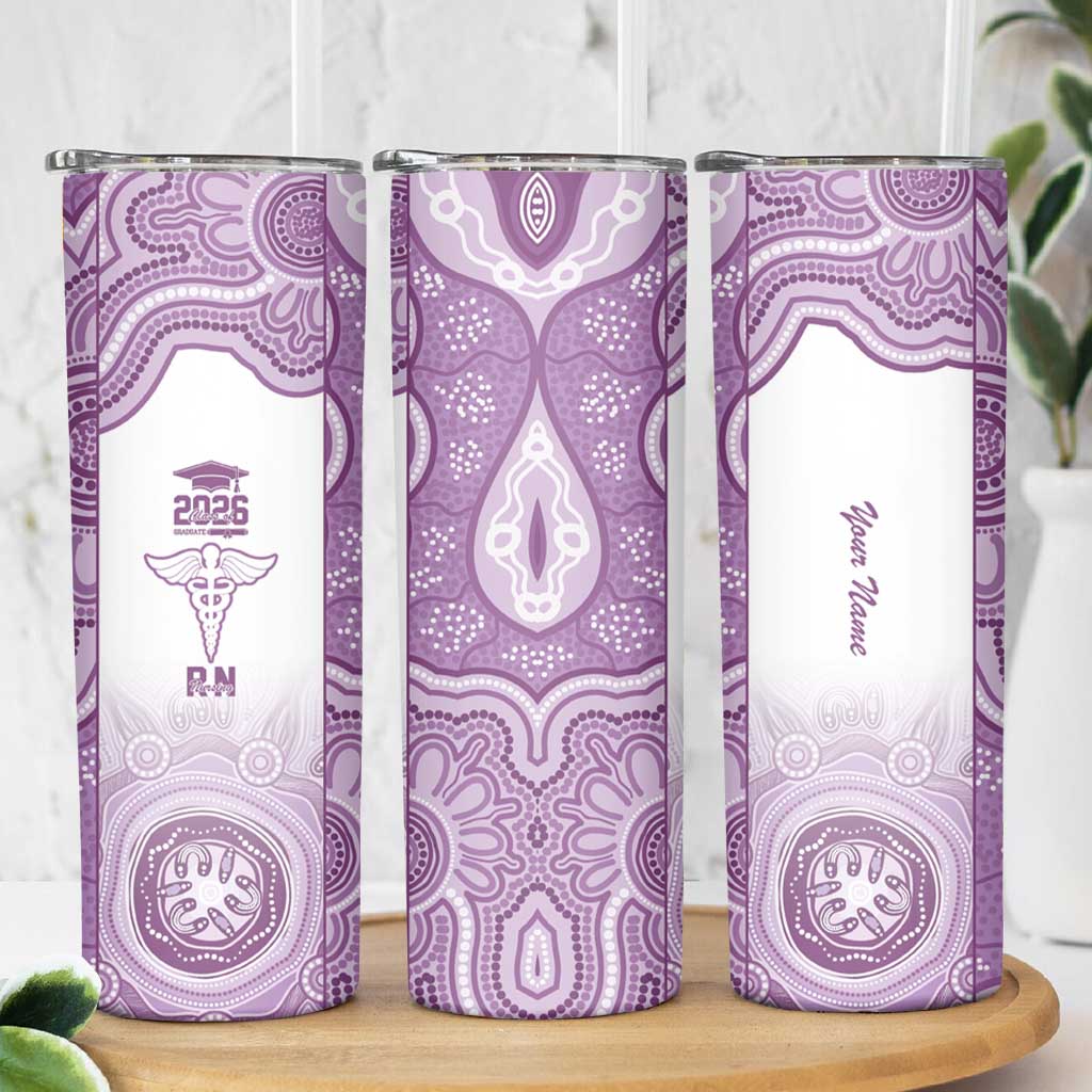Aussie Nurse RN 2026 Personalised Skinny Tumbler Purple Aboriginal Art Pattern Cultural Pride