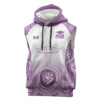 Aussie Nurse RN 2026 Personalised Sleeveless Hoodie Purple Aboriginal Art Pattern Cultural Pride
