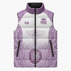 Aussie Nurse RN 2026 Personalised Sleeveless Puffer Jacket Purple Aboriginal Art Pattern Cultural Pride