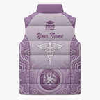 Aussie Nurse RN 2026 Personalised Sleeveless Puffer Jacket Purple Aboriginal Art Pattern Cultural Pride