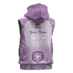Aussie Nurse RN 2026 Personalised Sleeveless Zip Hoodie Purple Aboriginal Art Pattern Cultural Pride
